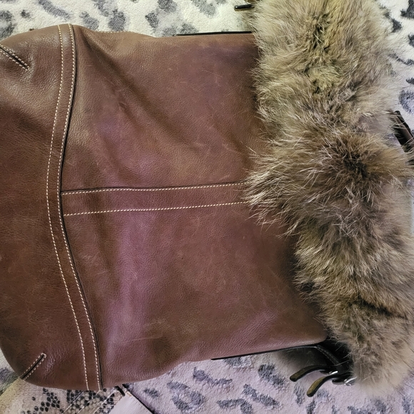 Coach fur leather vintage bag with wallet - Picture 2 of 5